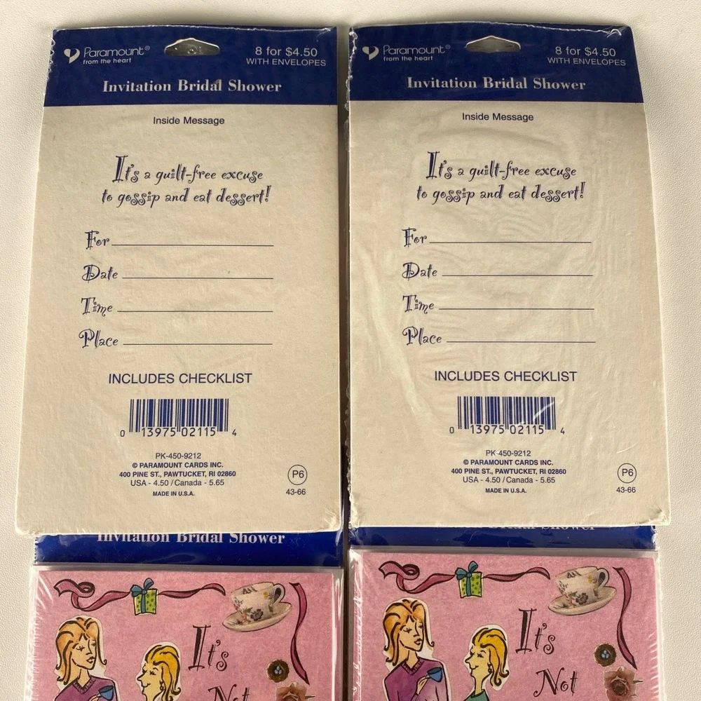 Paramount Bridal Shower Invitations 32 Count‎ Pink Vintage Tea Party 4 Packs NEW